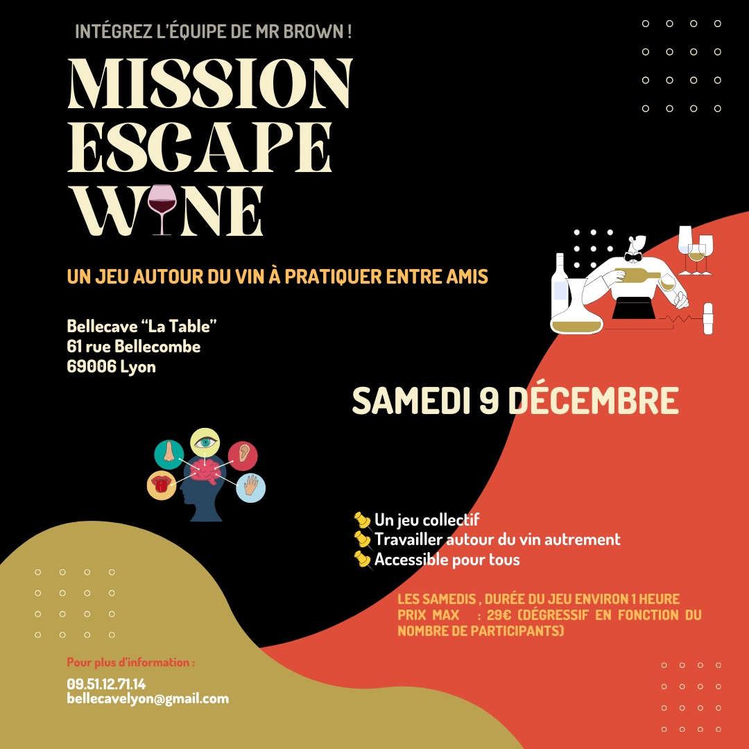 Samedi 9 Décembre 2023 : Escape Wine