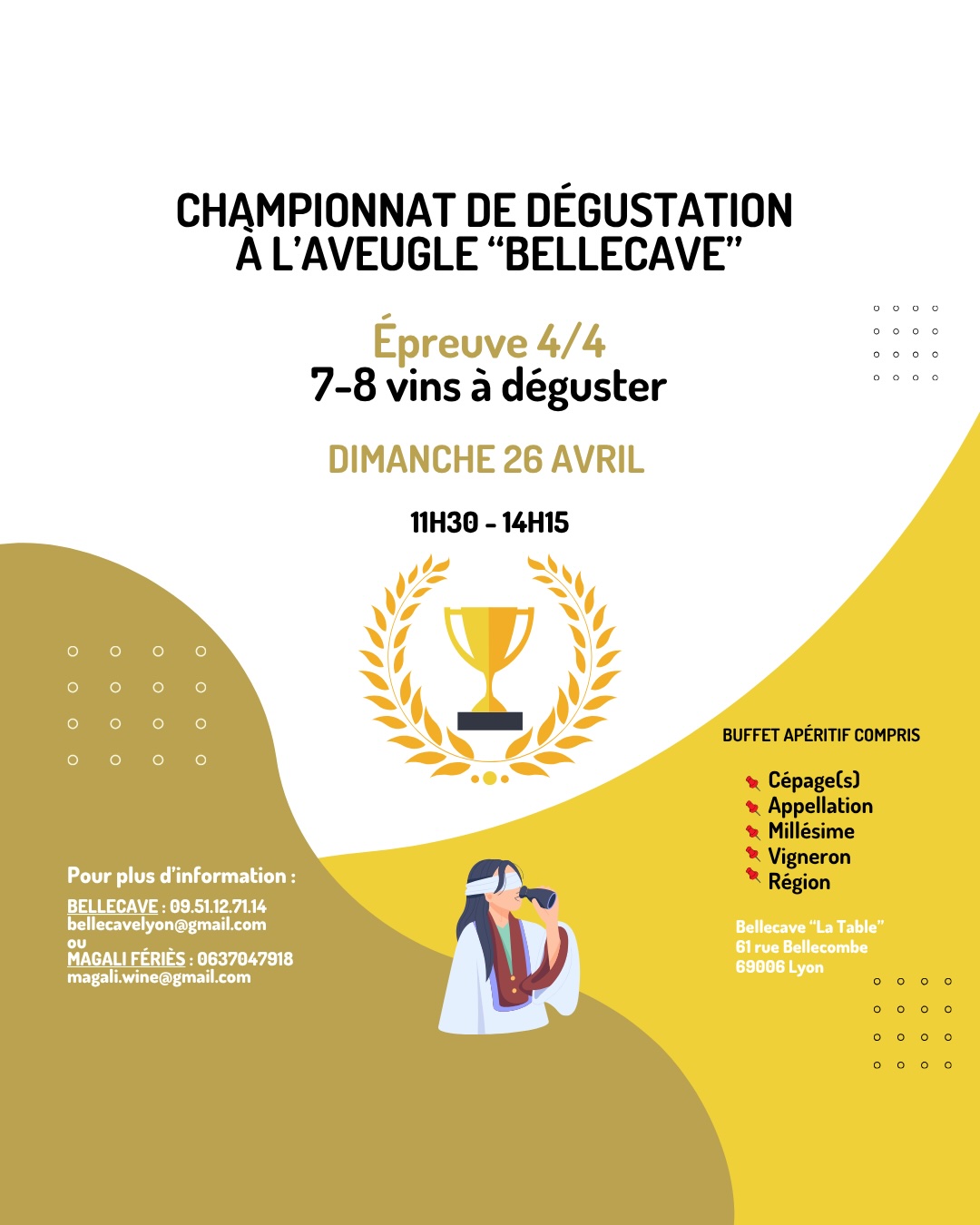 Dimanche 26 Avril 2026 : Championnat de dégustation à l’aveugle – 4ème épreuve (sur 4)