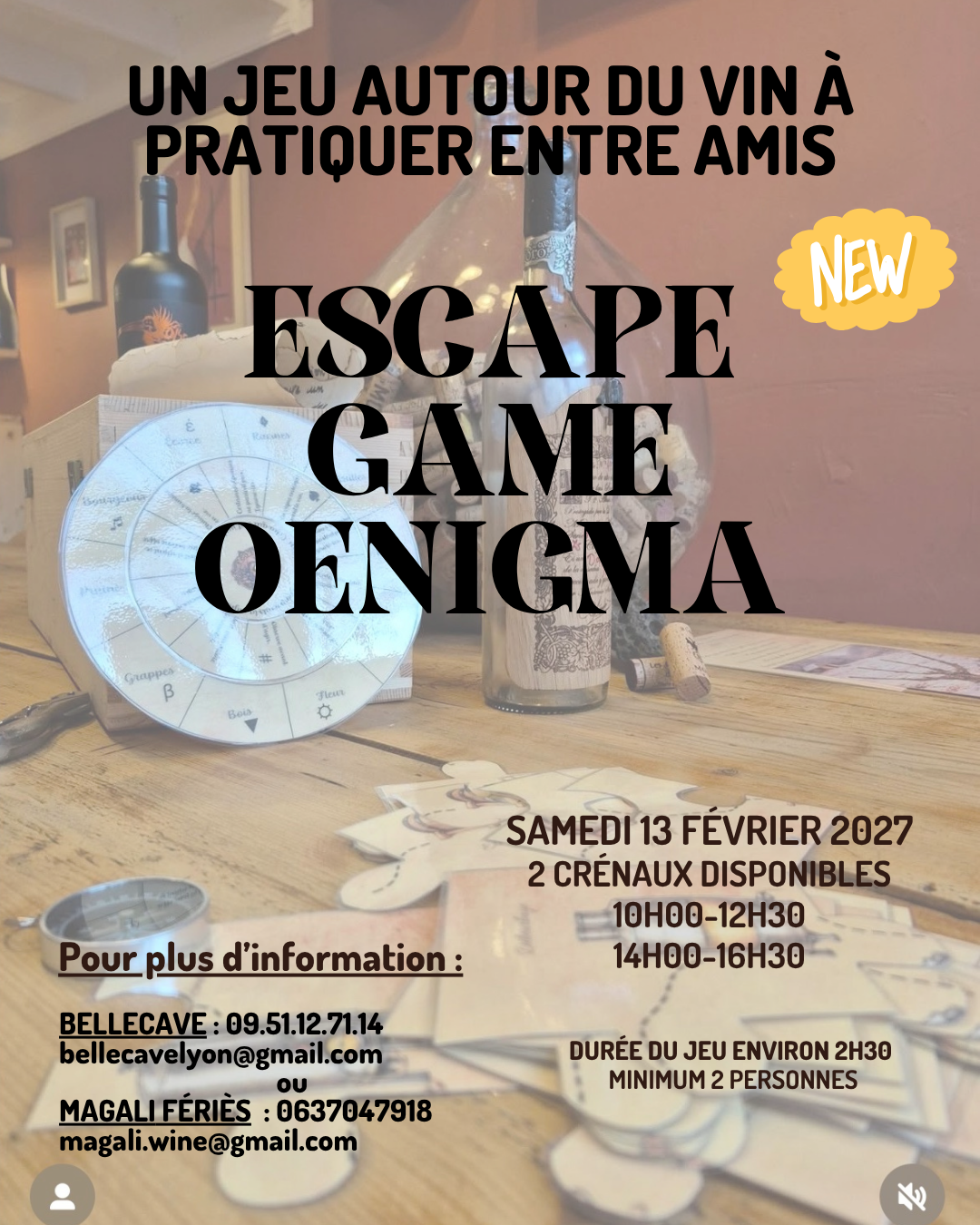 Samedi 13 Février 2027 : Escape Game Oenigma